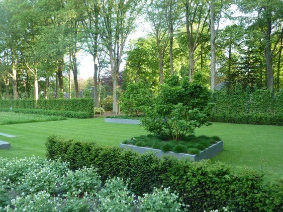 Toegangsdreef en groenvolumes in Brasschaat